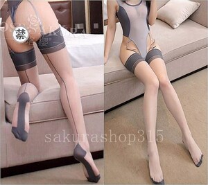 K355 gray × gray 10D lustre design heel back si-m garter stockings grey sexy bread -stroke 