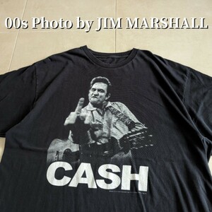 00s 写真家　JIM MARSHALL　Johnny　Cash　　Tシャツ フェードブラック フォト　XL