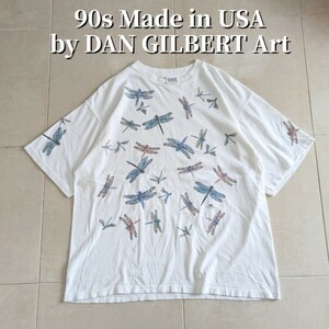 90s USA製 DAN GILBERT トンボ 昆虫　アート　Tシャツ XL
