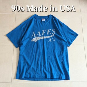 90s USA製　AAFES ミリタリー　アメリカ軍　Tシャツ シングルステッチ XL ブルー