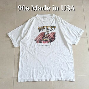 90s USA製　INFEST 95　バンド　ロック　Tシャツ シングルステッチ　XL相当