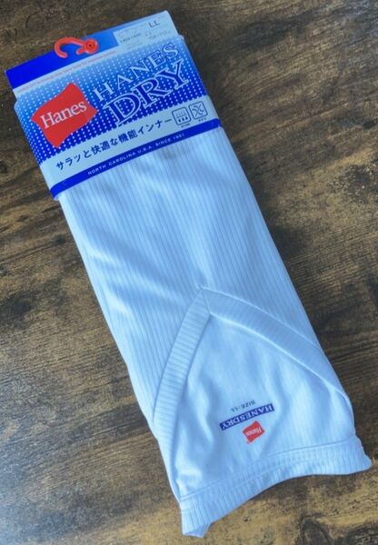 【未使用】【わけあり】Hanes　ヘインズ　VネックTシャツ　インナー　肌着　吸汗速乾　ドライ　通気性　LL ホワイト