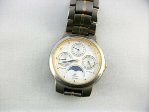 n56u54*CITIZEN old wristwatch Atessa quarts clock titanium moon face operation defective goods used 