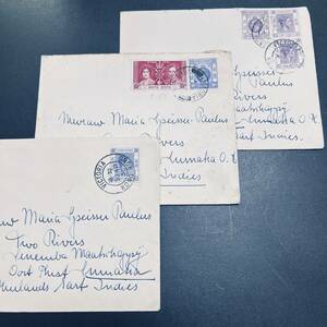 1930年代 香港発 蘭印メダン宛 外信書状使用例3通ロット VICTORIA消印 エンタイア