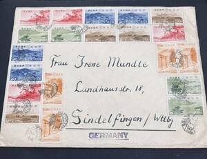 1939 year national park stamp great number . out confidence cover 20 sheets . Germany addressed to weight paper shape . writing . type TOKYO NIPPON entire 