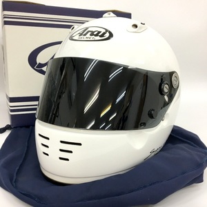 Arai GP-4X フルフェイスヘルメット スモークシールド装着 除菌消臭済 オートバイ バイカー XLサイズ ホワイト アライ バイク用 N19056H●