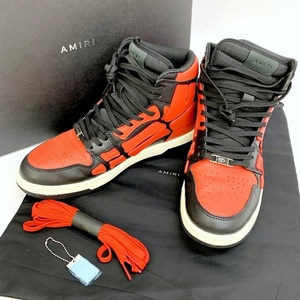 AMIRI SKEL TOP HI スカル ハイカット スニーカー シューズ ボーン柄 レザー MFS002 メンズ 28cm レッド ブラック アミリ 靴 DF9627■