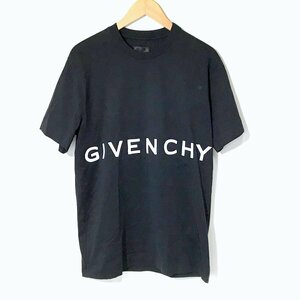 ジバンシー Tシャツ 半袖 カットソー スリムフィット ロゴ BM716B3Y6B 刺繍 クルーネック 古着 L ブラック GIVENCHY トップス A2106◆