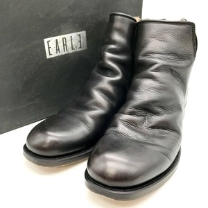 EARLE BACK ZIP BOOTS ER8202 バック ジップ レザーブーツ MADE IN JAPAN カジュアルブーツ メンズ サイズ42 ブラック系 アール 靴 B2727◆