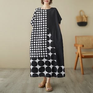  dot . lovely short sleeves maxi height dress * new goods * large size * Toro mi material. stylish dress 