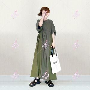  unique design . stylish long height dress * new goods * large size * gray & Army green. cotton manner maxi height dress 