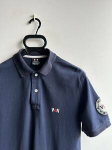 【美品】VAN ポロシャツ メンズ L ネイビー 紺 ロゴ ワッペン付き 日本製 ヴァン