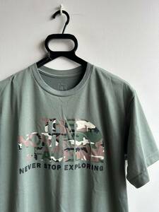 【美品】THE NORTH FACE Tシャツ メンズ M ロゴ カーキ カモフラ柄 ザ ノース フェイス