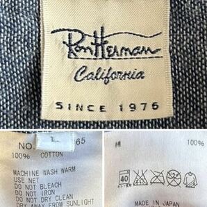 【美品】Ron Herman シャツ 半袖 メンズ L ネイビー 紺 ガーゼ生地 日本製 ロン ハーマンの画像4