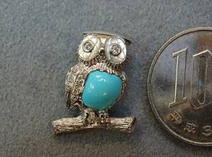  amulet!K18WG[....] pendant & pin badge * consumption tax & postage included * turquoise *4g* luck ..* un- ..* new goods 