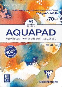 Art hand Auction Бумага для акварели Clairefontaine [Aqua Pad] A5 (70 листов) Бумага для рисования средней плотности, 300 г, Рисование, акварель, Природа, Пейзаж