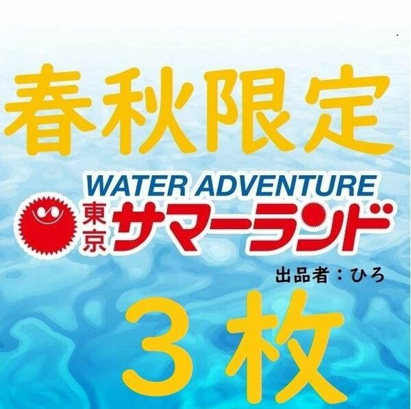 春秋限定東京サマーランド 1Dayパス　パスポート3枚