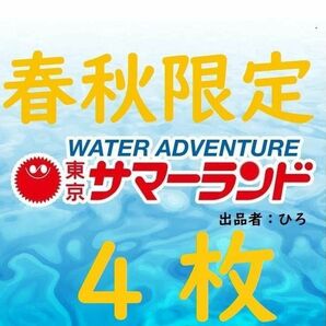 春秋限定東京サマーランド 1Dayパス　パスポート4 枚