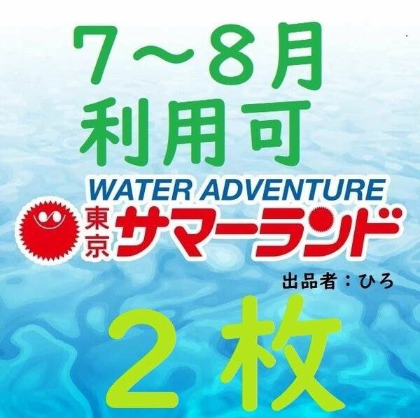 東京サマーランド 1Dayパス　パスポート2枚