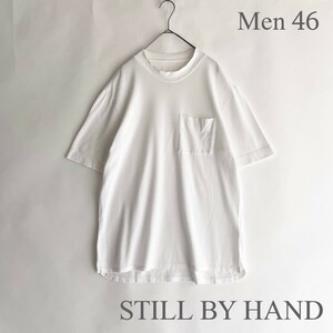 STILL BY HAND 日本製 スティルバイハンド カノコモックネックティー Tシャツ 鹿ノ子 ポケット付き モックネック ホワイト size 46 sk