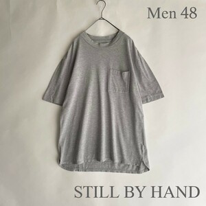 STILL BY HAND 日本製 スティルバイハンド カノコモックネックティー Tシャツ 鹿ノ子 ポケット付き モックネック グレー size 48 sk