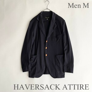 HAVERSACK ATTIRE 日本製 ハバーサックアタイア ジャケット ジャージー素材 3ボタン テーラードジャケット コットン ネイビー size M sk