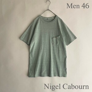 Nigel Cabourn ナイジェルケーボン Tシャツ 丸銅Tシャツ ポケT 定番 ベーシックポケットTシャツ クルーネック 半袖 グリーン系 size 46 sk