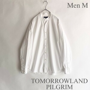 TOMORROWLAND PILGRIM × THOMAS MASON シャツ 日本製 バンドカラーシャツ 上質素材 無地 コットン 綿 ホワイト 白 size M sk 