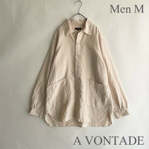 【未使用 タグ付き】A VONTADE 日本製 アボンタージ Gardener Shirts L/S Linen ガーデナーシャツ 麻 シャンブレー エクリュ size M sk 