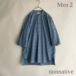 nonnative made in Japan Nonnative TRAVELER PULLOVER LONG SHIRT no color pull over shirt indigo check blue group size 2 sk