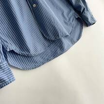 HAVERSACK 日本製 ハバーサック シャツ ラウンドカラーシャツ ワークシャツ ストライプ 定番 チンストラップ 綿 ブルー ホワイト size M sk_画像7