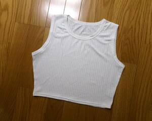 [ new goods ] short tank top L size white rib thin 