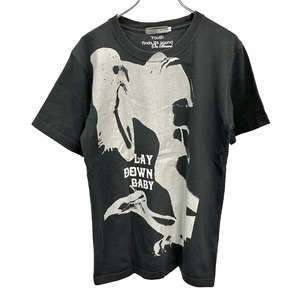 オンボード On Board Tシャツ スリムフィット LAY DOWN BABY ハイヒール プリント ラインストーン 半袖 丸首 綿100% M ブラック 黒 メンズ