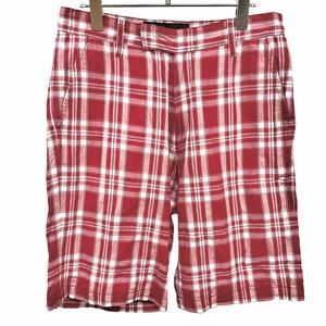 efei tea FAT thin shirt cloth tapered shorts Short shorts check cotton × polyurethane L (SKINNY) red red men's 