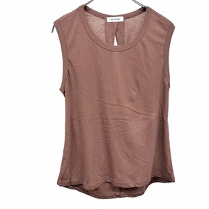 biyondoBEYOND tank top rear twist back cut off plain no sleeve T-shirt cotton × polyurethane Heather Brown tea lady's 