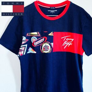 【極美品】トミーヒルフィガー TOMMY HILFIGER Tシャツ 半袖 Lサイズ ネイビー