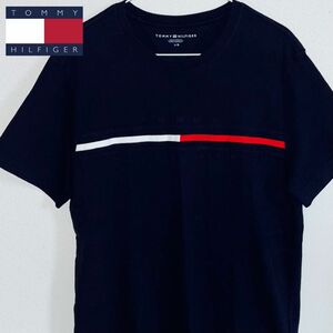 【極美品】トミーヒルフィガー TOMMY HILFIGER Tシャツ 半袖 Lサイズ ネイビー 刺繍