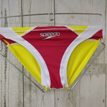 ●【04】Sサイズ　競泳水着　speedo スピード　競パン　ブーメラン　特注　レッド×ホワイト×イエローSC41921N【美品】【未使用】_画像1