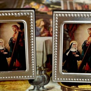 イタリア　アンティーク　　インテリア　マリアとキリスト像ミニ写真立て　
