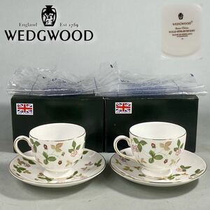D240512-1[ не использовался ]WEDGWOOD Wedgwood WILD STRAWBERRY cup & блюдце чёрный . кофе чашка тарелка ( Lee )2 покупатель комплект пара европейская посуда старый Logo 