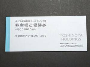 吉野家ホールディングス 株主優待券 5000円分 有効期限2025年5月31日　送料無料