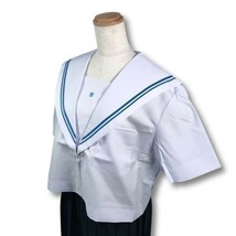 【新品未使用品】セーラー夏服上衣&おまけスカート1着★学生服*前開き*白襟*ライトブルー2ライン*白色*ホワイトボディ*175A*19号(SV19G)_画像1