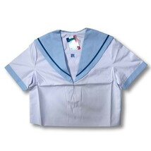 【新品未使用品】セーラー夏服上衣&おまけスカート1着★学生服*横開き*水色襟*ブルー1ライン*白色*ホワイトボディ*145A*7号(SAA7G)_画像4