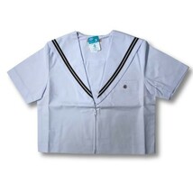 【新品未使用品】セーラー夏服上衣&おまけスカート1着★学生服*前開き*白襟*ブラウン2ライン*白色*ホワイトボディ*160A*13号(SY160A)_画像4