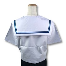 【新品未使用品】セーラー夏服上衣&おまけスカート1着★学生服*前開き*白襟*ブルー2ライン*白色*ホワイトボディ*165A*15号(SM165A)_画像2