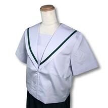 【新品未使用品】セーラー夏服上衣&おまけスカート1着★学生服*前開き*白襟*グリーン1ライン*白色*ホワイトボディ*170B*17号(SG170B)_画像1