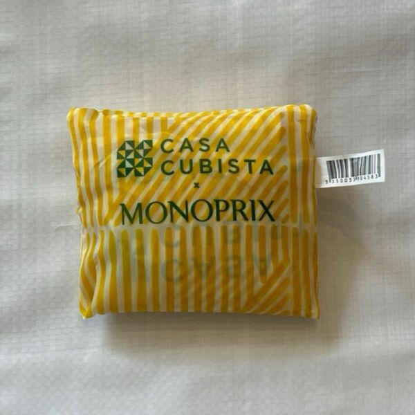 未使用　フランス　モノプリ　限定　エコバッグ　MONOPRIX CASA CUBISTA スーパー　トートバッグ　ストライプ 