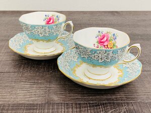 中古◆ROYAL ALBERT ロイヤルアルバート カップ&ソーサー ボーンチャイナ 金彩 花柄 Enchantment エンチャントメント◆O0347