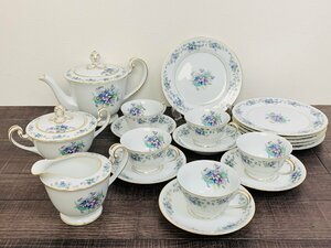 Noritake Violette 3054 マルキ印 スミレ 月桂樹 カップ ソーサー ティーポット クリーマー シュガーポット プレート ノリタケ 金彩◆H0214