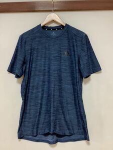 へ1376 adidas アディダス メッシュ 半袖Tシャツ M ドライ 速乾 ロゴプリント ネイビー系 PRIMEGREEN AEROREADY ストレッチ入り